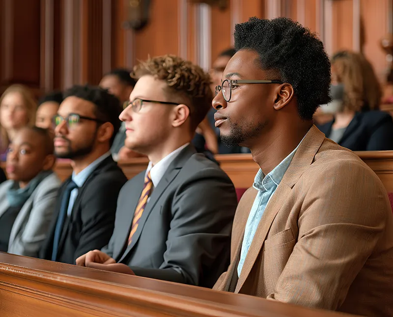 Jurors sitting in the juror box