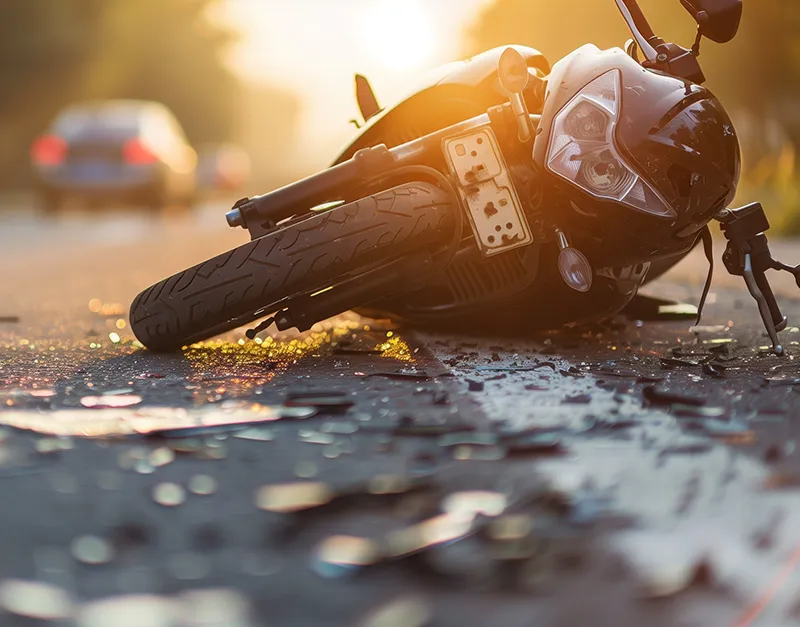 Motorcycle accident on the road