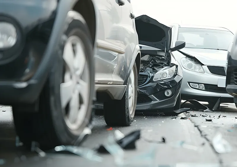 Multi-vehicle auto accident on highway