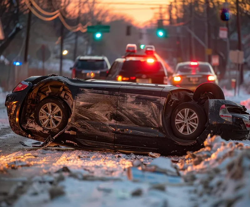 Roll-over auto accident with police on-scene