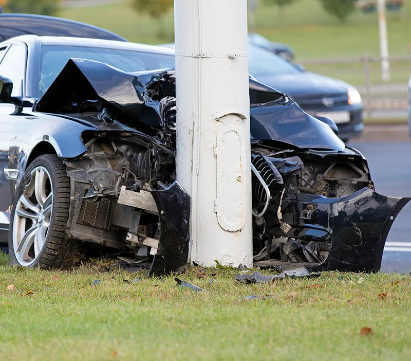 Car crashed in to a poll