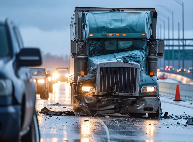 Commercial trucking accident on highway