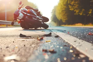 Motorcycle crashed on side of road